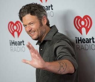 Blake Shelton arrives at the 2015 iHeartRadio Music Festival red carpet Saturday, Sept. 19, 2015, at MGM Grand Garden Arena.
