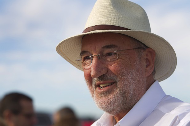 Track designer Bob Barnard responds to a question during an interview at a ground breaking ceremony for Speed Vegas, a $30 million, 90-acre racetrack project on Las Vegas Boulevard south of the M Resort, Monday, Sept. 21, 2015. The project is expected to open in early 2016.