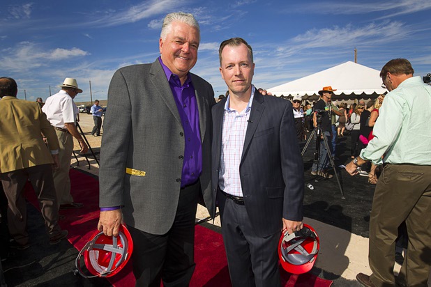 during a ground breaking ceremony for Speed Vegas, a $30 million, 90-acre racetrack project on Las Vegas Boulevard south of the M Resort, Monday, Sept. 21, 2015. The project is expected to open in early 2016.