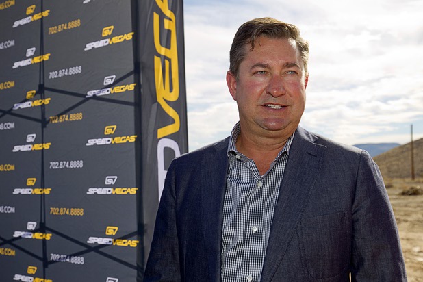 Investor Scott Gragson responds to a question during an interview at a ground breaking ceremony for Speed Vegas, a $30 million, 90-acre racetrack project on Las Vegas Boulevard south of the M Resort, Monday, Sept. 21, 2015. The project is expected to open in early 2016.