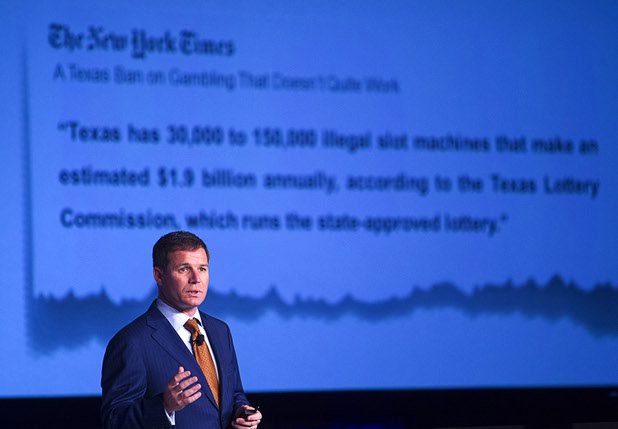 Geoff Freeman, president of the American Gaming Association, gives a "State of the Industry" address during the Global Gaming Expo (G2E) at the Sands Expo Center Tuesday, Sept. 29, 2015.