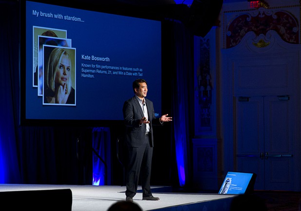 Jeffrey Ma, a member of the MIT Blackjack Team in the mid-1990s, gives a keynote address during the Global Gaming Expo (G2E) at the Sands Expo Center Tuesday, Sept. 29, 2015.