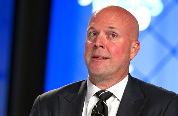 Jeff Burge of CG Technology speaks during a fantasy sports and sports betting panel at the Global Gaming Expo (G2E) Tuesday, Sept. 29, 2015.
