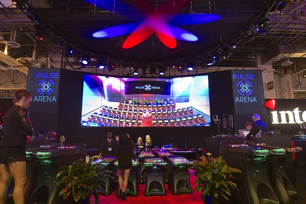 A view of the Pulse Arena in the Interblock booth during the Global Gaming Expo (G2E) in the Sands Expo Center Thursday Oct. 1, 2015.