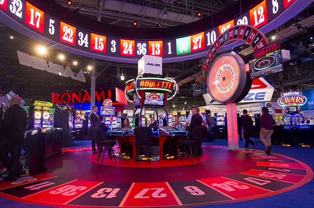 An electronic roulette machine is displayed in the Aruze booth during the Global Gaming Expo (G2E) in the Sands Expo Center Thursday Oct. 1, 2015.
