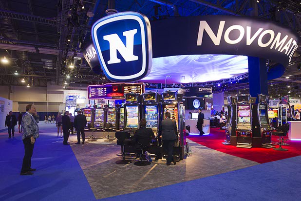 A view of the Novomatic booth during the Global Gaming Expo (G2E) in the Sands Expo Center Thursday Oct. 1, 2015.