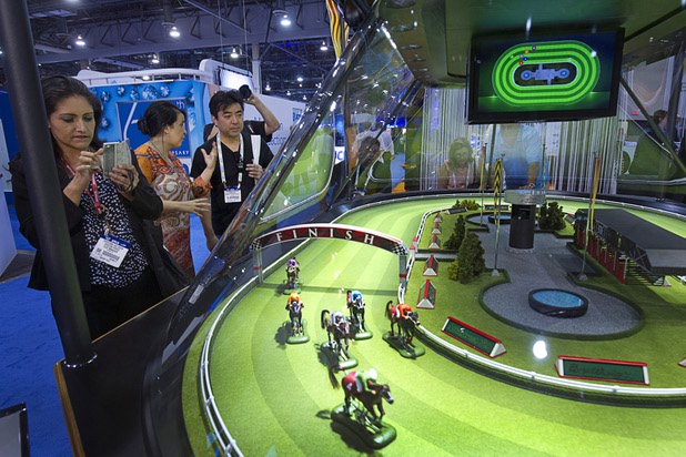 A view of a Royal Derby machine in the Alfastreet booth during the Global Gaming Expo (G2E) in the Sands Expo Center Thursday Oct. 1, 2015.