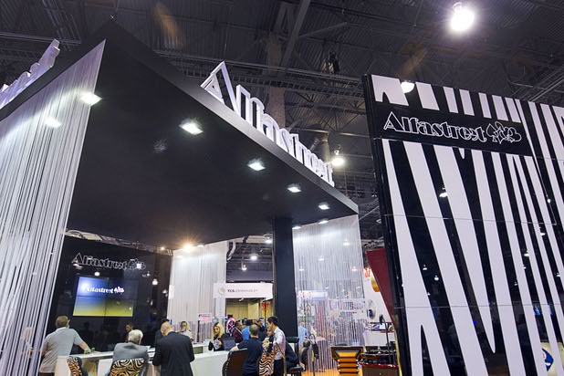 A view of the Alfastreet booth during the Global Gaming Expo (G2E) in the Sands Expo Center Thursday Oct. 1, 2015.