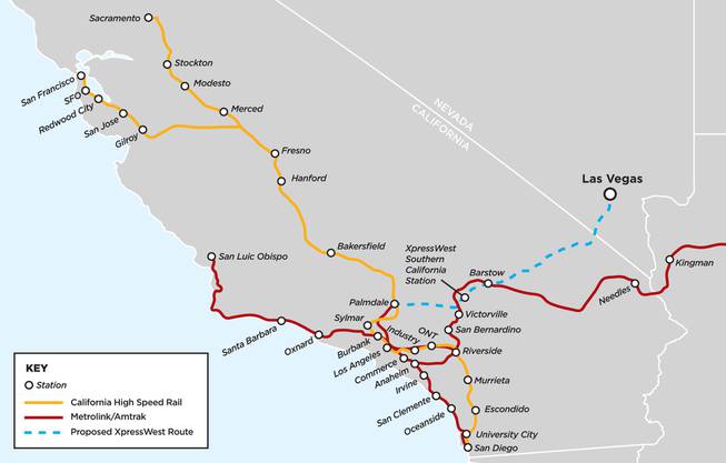 Three train lines could meet in Palmdale, allowing passengers access to mass transit up and down California.