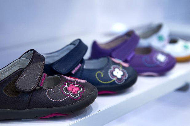 Shoes are displayed in the Pediped store at Town Square Tuesday, Oct. 6, 2015.