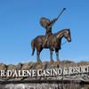 This photo taken March 4, 2015, shows a sign near the entrance to the Coeur d'Alene Casino Resort in Worley, Idaho.  