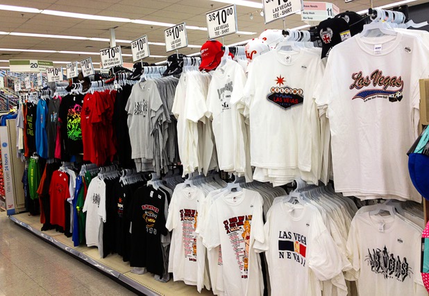 Las Vegas souvenir T-shirts are displayed in the Walgreens at 3025 Las Vegas Boulevard South Monday, Oct. 26, 2015. The north Strip property has sold for $37 million -  a 33 percent jump from its sales price in 2012.