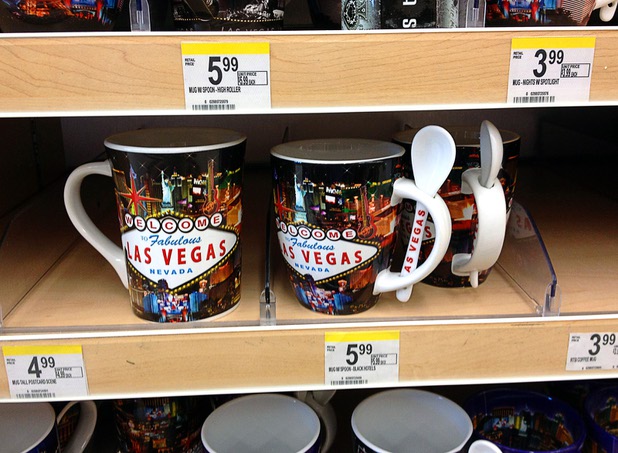 Las Vegas souvenirs mugs are displayed in the Walgreens at 3025 Las Vegas Boulevard South Monday, Oct. 26, 2015. The north Strip property has sold for $37 million -  a 33 percent jump from its sales price in 2012.