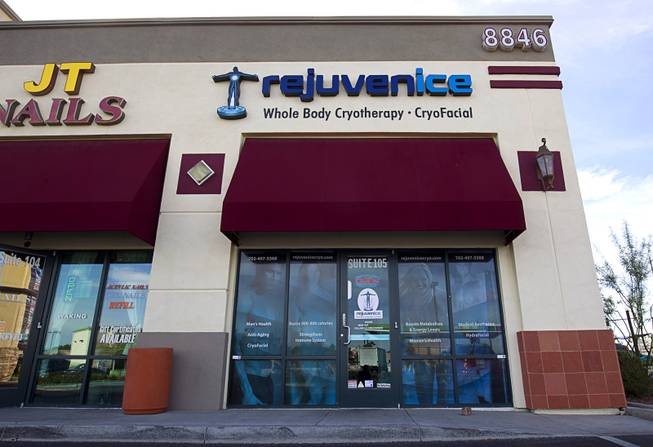 An exterior view of the Rejuvenice spa Tuesday, Oct. 27, 2015, in Henderson. Chelsea Patricia Ake-Salvacion, a night supervisor at Rejuvenice, died at the spa after reportedly using a cryotherapy machine after hours.