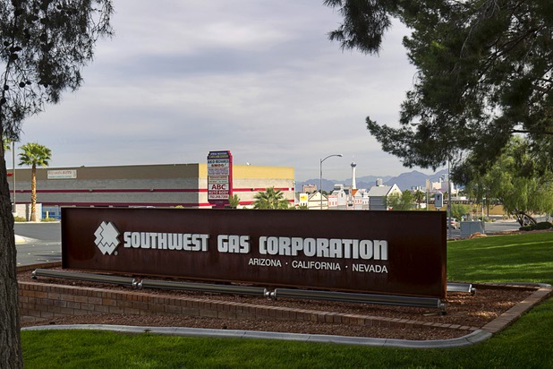 A view of the monument sign outside Southwest Gas headquarters on Spring Mountain Road Wednesday, Oct. 28, 2015.