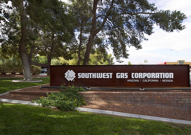 A view of the monument sign outside Southwest Gas headquarters on Spring Mountain Road Wednesday, Oct. 28, 2015.