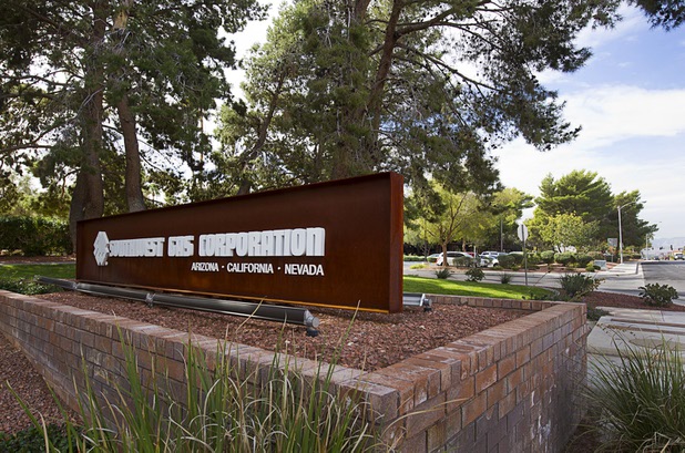 A view of the monument sign outside Southwest Gas headquarters on Spring Mountain Road Wednesday, Oct. 28, 2015.