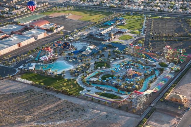 Wet 'n' Wild Las Vegas is shown from a hot air balloon during the fifth annual Balloon Festival at Southern Hills Hospital, Friday Oct. 23, 2015.