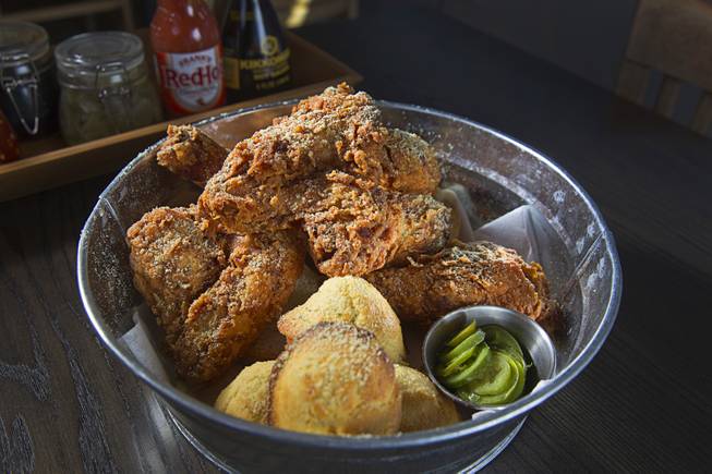 Four-piece Crispy Southern Fried Chicken at Chow, Chef Natalie Young's Chinese and Chicken restaurant, 1020 E. Fremont St., in downtown Las Vegas Sunday, Nov. 1, 2015.