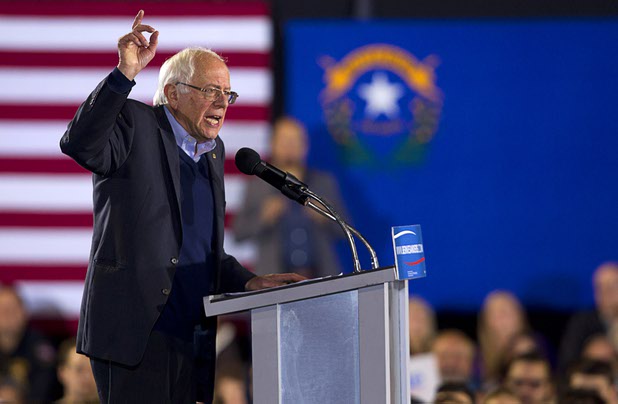 Democratic presidential candidate Bernie Sanders speaks during a rally at the Cheyenne Sports Complex, in North Las Vegas Sunday, Nov. 8, 2015.