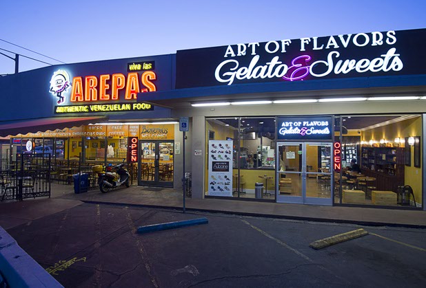 Viva Las Arepas, left, and the Art of Flavors Gelato & Sweets on Las Vegas Boulevard South in Las Vegas Tuesday, Nov. 3, 2015.