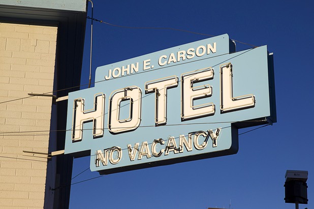 The sign for the John E. Carson Hotel in downtown Las Vegas Wednesday, Nov. 4, 2015.