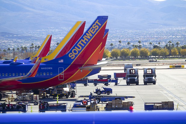 A view of Southwest Airlines passenger jets Thursday, Nov. 26, 2015, at McCarran International Airport.