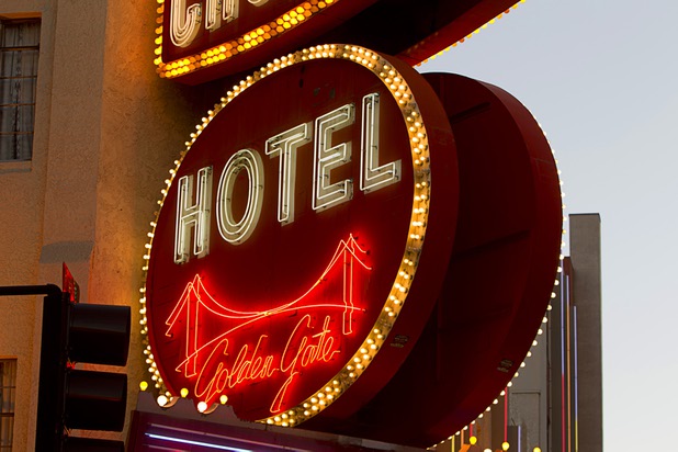 A view of the Golden Gate hotel-casino in downtown Las Vegas Friday, Jan. 24, 2015.