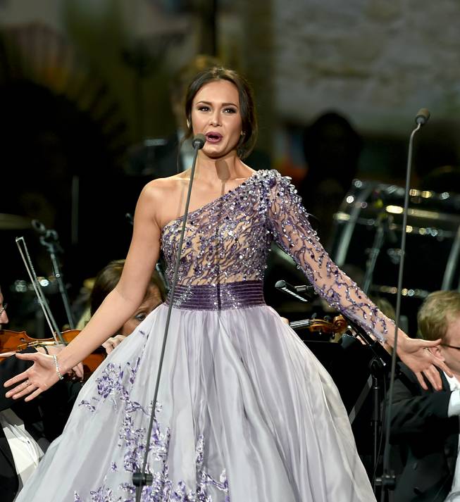 Aida Garifullina performs during the Andrea Bocelli concert Saturday, Dec. 5, 2015, at MGM Grand Garden Arena.