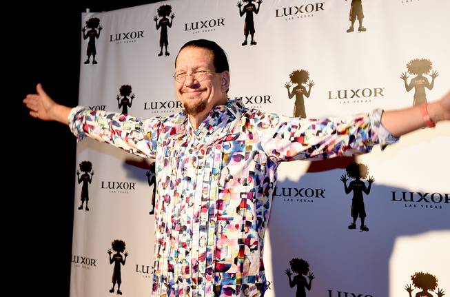Penn Jillette attends the 10th anniversary celebration for Carrot Top on Sunday, Dec. 6, 2015, at Luxor.