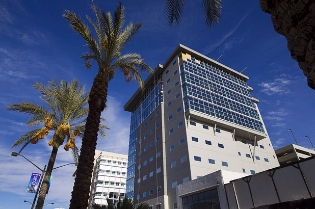 A view of the Federal Justice Tower, an 11-story office building under construction on the southeast corner of Las Vegas Blvd and Clark Avenue in downtown Las Vegas, Sunday Dec. 13, 2015.