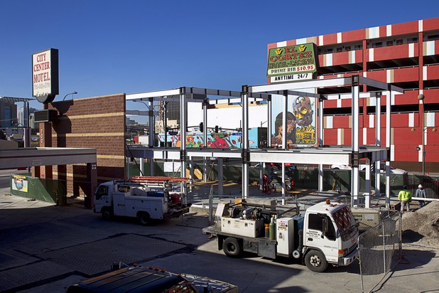 Construction continues at Turmeric Flavors of India restaurant at Fremont and Seventh streets Wednesday, Dec. 23, 2015. The 6,000-square-foot. restaurant, including an outdoor second-floor dining area, is expected to open in the summer of 2016, said owner Rajesh Patel. 