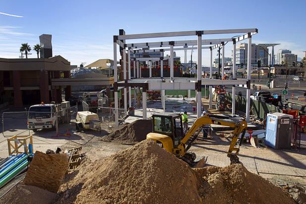 Construction continues at Turmeric Flavors of India restaurant at Fremont and Seventh streets Wednesday, Dec. 23, 2015. The 6,000 sq. ft. restaurant, including an outdoor second-floor dining area, is expected to open in the summer of 2016, said owner Rajesh Patel. Patel also owns Saffron Flavors of India restaurant in Summerlin.