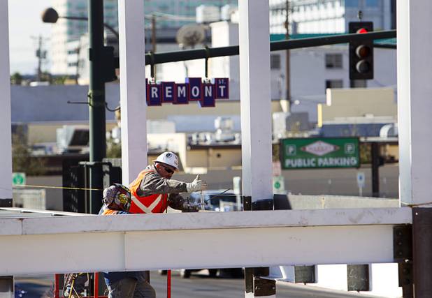 Construction continues at Turmeric Flavors of India restaurant at Fremont and Seventh streets Wednesday, Dec. 23, 2015. The 6,000 sq. ft. restaurant, including an outdoor second-floor dining area, is expected to open in the summer of 2016, said owner Rajesh Patel. Patel also owns Saffron Flavors of India restaurant in Summerlin.