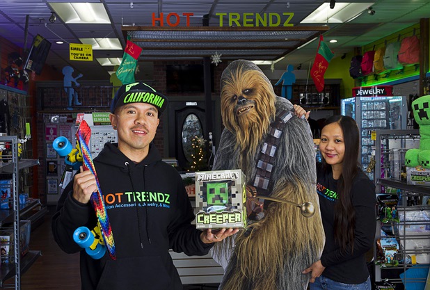Alfredo Sibucao Jr. and his wife Misty pose in Hot Trendz, 7500 W. Lake Mead Blvd., Monday, Dec. 28, 2015.