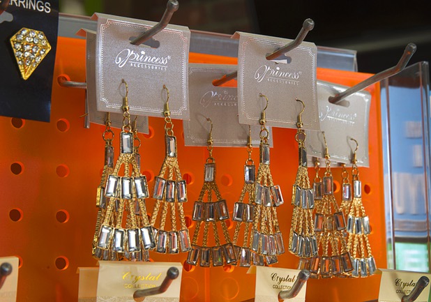 Earrings are displayed in Hot Trendz, 7500 W. Lake Mead Blvd., Monday, Dec. 28, 2015.