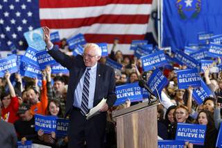 Democratic presidential candidate and U.S. Senator Bernie Sanders (I-VT) arrives for a rally in North Las Vegas Monday, Dec. 28, 2015.
