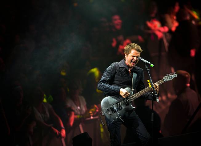 Muse frontman and guitarist Matt Bellamy performs Saturday, Jan. 9, 2016, at Mandalay Bay Events Center.