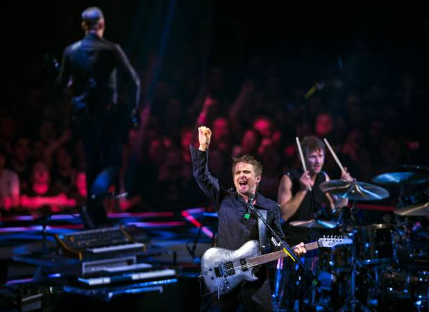 Muse frontman and guitarist Matt Bellamy and bandmates perform Saturday, ...
