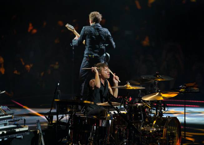 Muse drummer Dominic Howard and frontman and guitarist Matt Bellamy perform Saturday, Jan. 9, 2016, at Mandalay Bay Events Center.