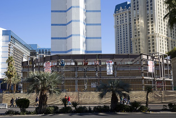 Construction continues on a CVS pharmacy on the Las Vegas Strip between Bally's and Paris Las Vegas Monday, Jan 11, 2016.