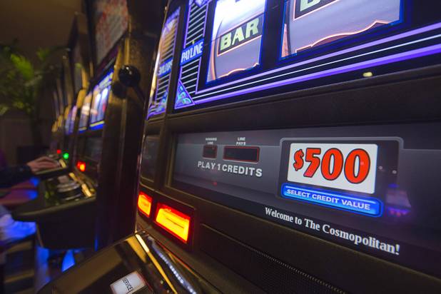 A slot machine is shown with a $500 credit denomination is shown in new high limit slot area at the Cosmopolitan Wednesday, Jan 13, 2016.