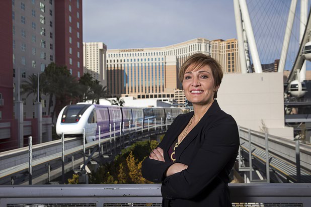 Ingrid Reisman, vice president and chief marketing officer of the Las Vegas Monorail, poses in the Flamingo monorail station Thursday, Jan 14, 2016. 