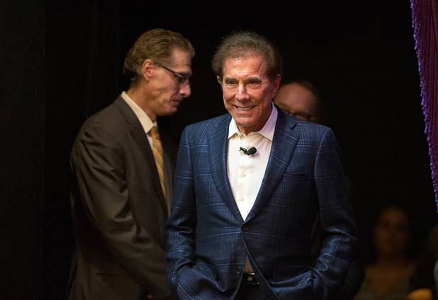 Steve Wynn, chairman and CEO of Wynn Resorts, arrives onstage to give a keynote address during the annual Electronics For Imaging (EFI) users conference at Wynn Las Vegas Tuesday, Jan. 19, 2016.