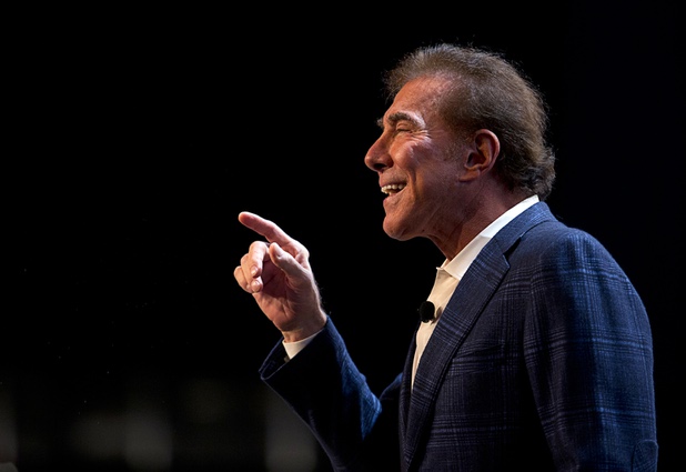 Steve Wynn, chairman and CEO of Wynn Resorts, gives a keynote address during the annual Electronics For Imaging (EFI) users conference at Wynn Las Vegas Tuesday, Jan. 19, 2016.