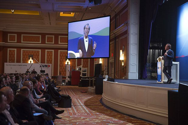 Steve Wynn, chairman and CEO of Wynn Resorts, gives a keynote address during the annual Electronics For Imaging (EFI) users conference at Wynn Las Vegas Tuesday, Jan. 19, 2016. Electronics For Imaging is a Silicon Valley company focused on printing technology.