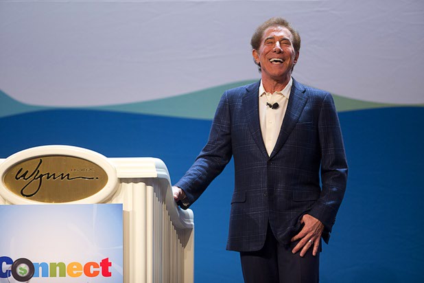 Steve Wynn, chairman and CEO of Wynn Resorts, gives a keynote address during the annual Electronics For Imaging (EFI) users conference at Wynn Las Vegas Tuesday, Jan. 19, 2016.