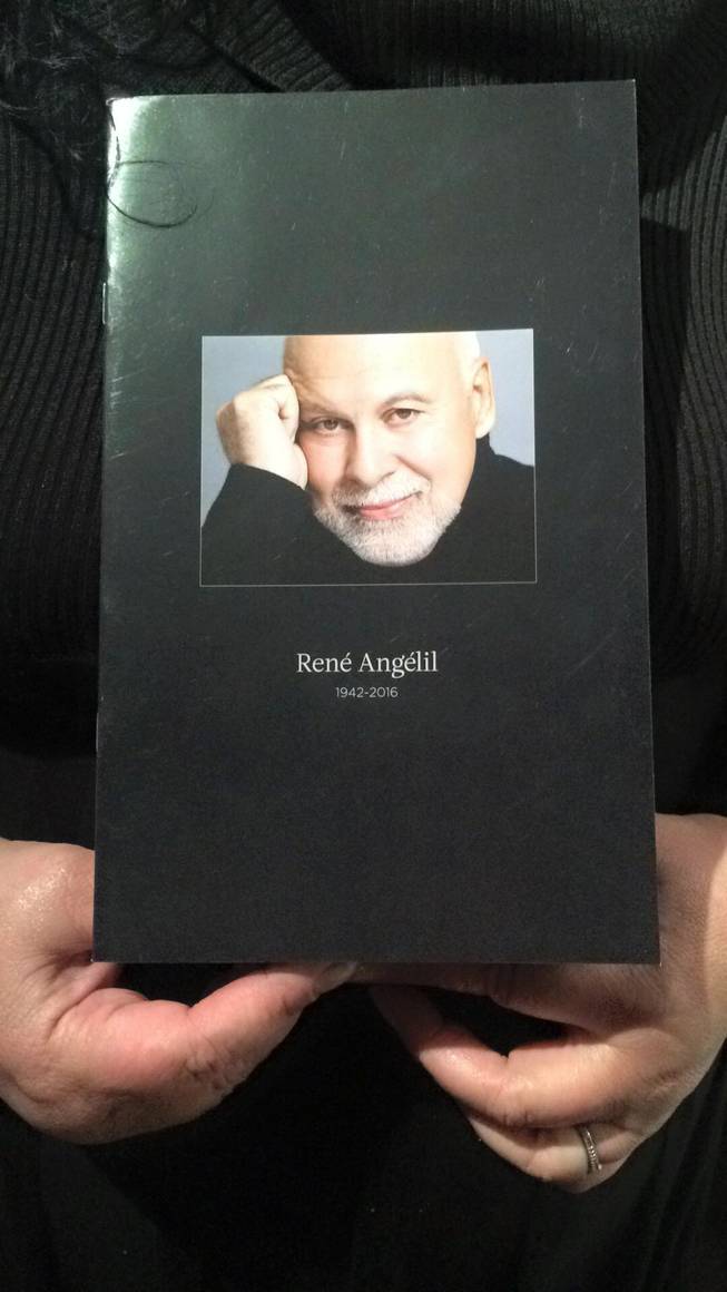 The funeral program for Rene Angelil at Basilica of the Notre Dame Cathedral on Friday, Jan. 22, 2016, in Montreal, Quebec.