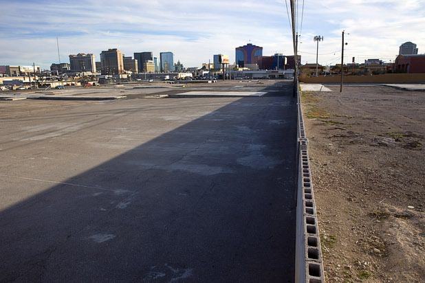 A view of vacant land, formerly industrial property, near Spring Mountain Road and Valley View Boulevard on Monday, Jan. 25, 2016. Fore Property Co. has purchased 6.5 acres near Chinatown for a new apartment development.