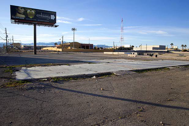 A view of vacant land, formerly industrial property, near Spring Mountain Road and Valley View Boulevard on Monday, Jan. 25, 2016. Fore Property Co. has purchased 6.5 acres near Chinatown for a new apartment development. This view is looking east from Procyon Avenue at Spring Mountain Road.